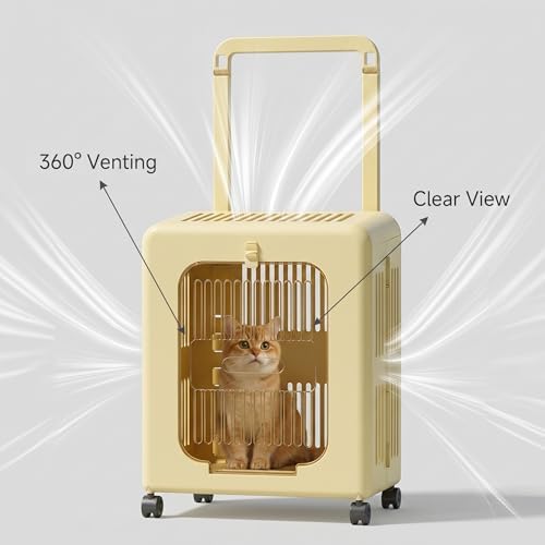 Collapsible Dog Travel Crate Rolling Cat Carrier, Large Cat Carrier - Image 4