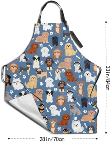 Sweetshow Cute Dog Apron with 2 Pockets and Adjustable Neck Waterproof Kitchen - Image 5