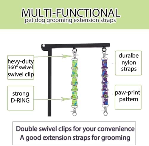 Dog Grooming Loops Table Supplies 2 Pack Cute Colorful Paw Pattern Restraint - Image 2