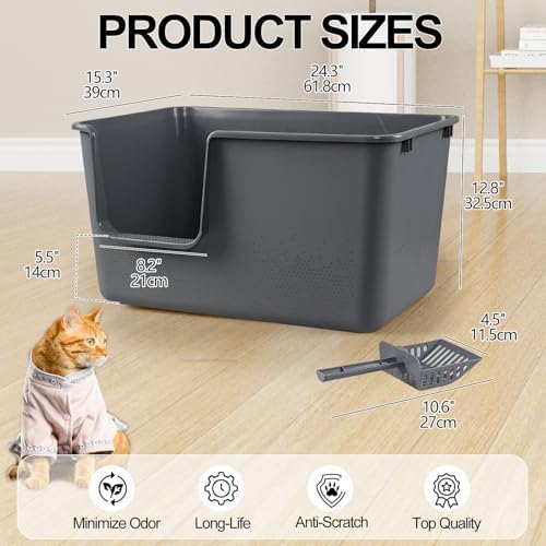 2-Pack Extra Large Open Top High Side Cat Litter Boxes - Image 2