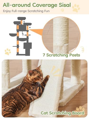 Taoqimiao Tall Cat Tree, 76In XL Cat Tower - Image 5