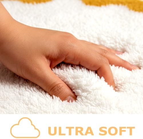 Cute Yellow Scalloped Bathroom Runner Rug, Fun Plush Luxury Microfiber Bath Rug - Image 4
