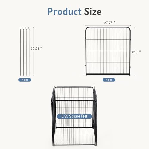 DUMOS Dog Playpen 32 Inch 4 Panels Indoor Outdoor Metal Pet Fence - Image 5