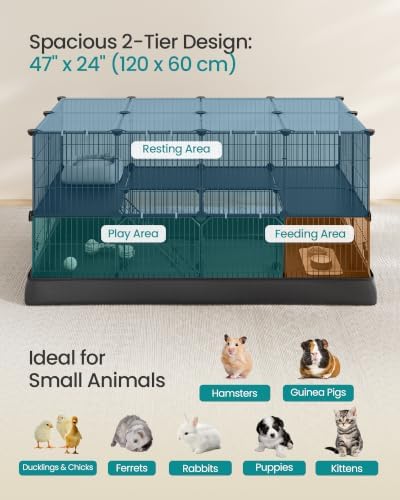 SONGMICS Pet Playpen, 2-Tier Steel Pen - Image 3