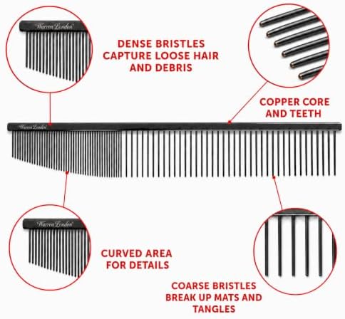 Warren London Contour Curve Copper Dog Grooming Comb, Fine/Coarse, 9 Inch - Image 2