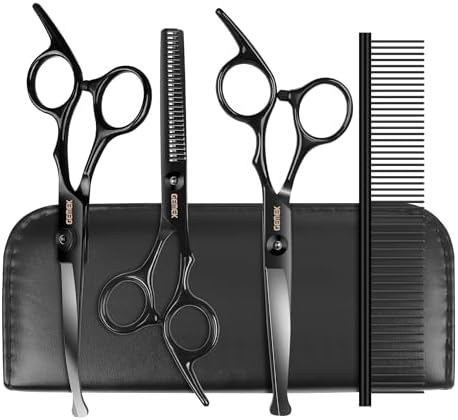 Dog Grooming Scissors Kit with Safety Round Tips by GEMEK