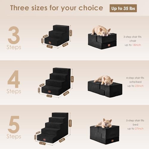 EHEYCIGA Dog Stairs for Bed 18" H, Dog 4-Steps for High Bed - Image 2