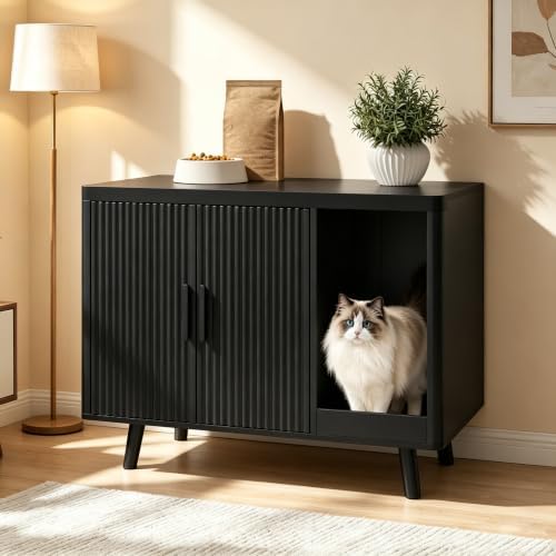 FROMJBEST Cat Litter Box Enclosure, 30.7" Hidden Litter Box Furniture by FROMJBEST