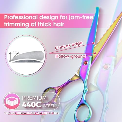 DRGSKL Rainbow Dog Straight Scissors, Offset Handle Pet Grooming Shears - Image 5