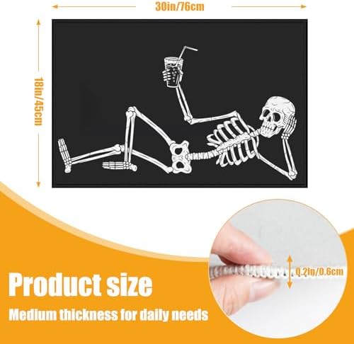 Funny Skeleton Bath Mat for Bathroom, Washable Door Mat Absorbent Bath Rug - Image 2