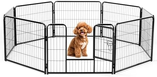 DUMOS Dog Playpen 24 Inch 8 Panels Indoor Outdoor Metal Pet Fence by DumosLifestyle