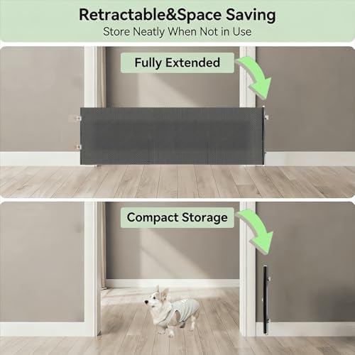 15 Inch Retractable Step‑Over Dog Gate, Adhesive Mount Pet Barrier - Image 4