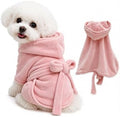 Pink Hooded Pet Bathrobe, Tie-Waist Style by Unknown