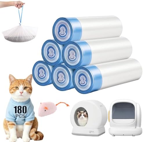 180 Count Drawstring Cat Litter Bags Compatible by KropBom