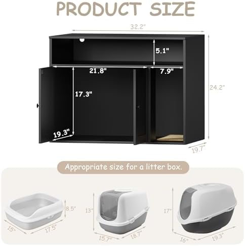 Cat Litter Box Enclosure, Hidden Litter Box Furniture - Image 2