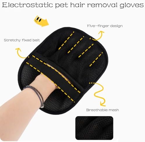 2 Pack Pet Hair Removal Gloves, Five-Finger Reusable Electrostatic Pet Hair - Image 2