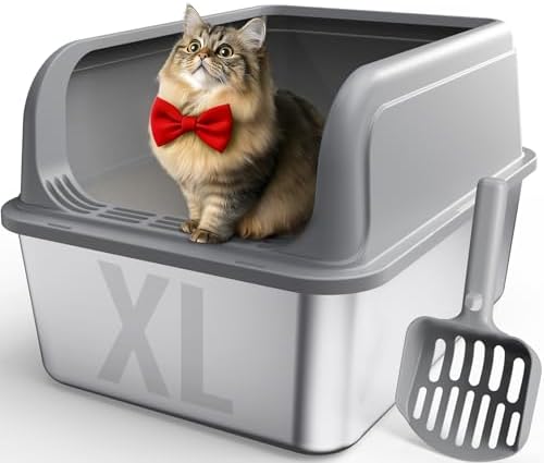 Powools Stainless Steel Cat Litter Box, High-Sided by Powools