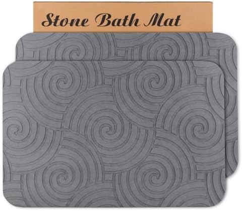 2 Pack Stone Bath Mat Diatomaceous Earth Shower Mat Non-Slip Super Absorbent by HUMIGAHOME