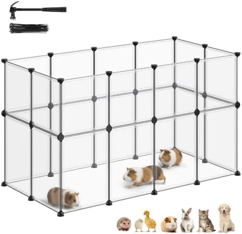 SONGMICS Clear Pet Playpen, Modular Plastic Enclosure by SONGMICSbySONGMICSHOME