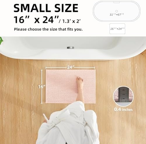 TYUU Pink Bathroom Rugs Non Slip Washable, Super Absorbent Thin Bath Mat Small - Image 2