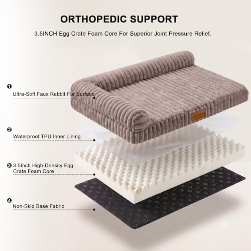 Orthopedic Medium Dog Bed Furry Pet Bed, Washable Cover 30''X20'' - Image 6
