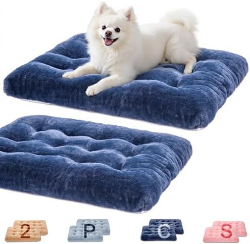 2 Pack Dog Bed, Washable Deluxe Plush Dog Crate Beds by MOIRIG