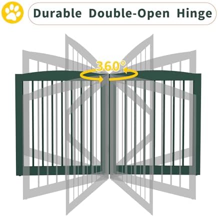 PUPETPO Freestanding Pet Gate for Dogs, Foldable Wooden Dog Gate for House - Image 5