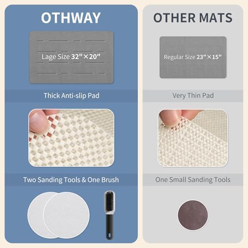 OTHWAY Large Stone Bath Mat, Long Non-Slip Diatomite Hard Stone Shower Mat - Image 6