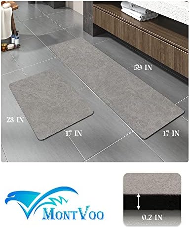MontVoo -Bath Mat-Rubber Backing Non Slip Quick Dry Absorbent Thin Bathroom - Image 2