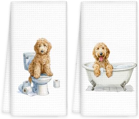 Funny Goldendoodle Dog Hand Towels Set of 2, Gifts by OINDADE