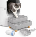 Cat Litter Box Ramp, 2-Step Automatic Litter Box Step Stool，Grey by Unknown