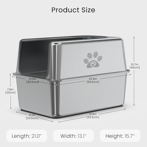 Enclosed Stainless Steel Cat Litter Box - Image 2