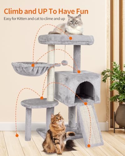 Cute Cat Tree Kitten Cat Tower Condo Furniture Scratching Posts Hammock - Image 2
