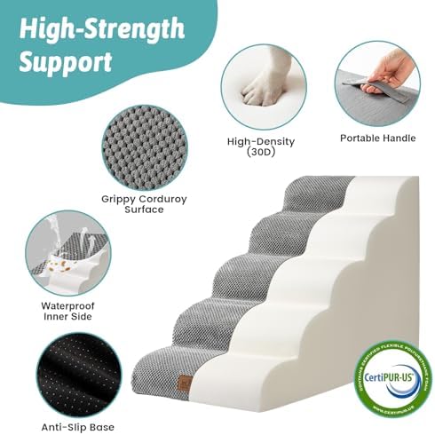 COZY KISS Wide Dog Stair for Small Dog 22.6" H, 5 Step Pet Ramp for Bed - Image 3