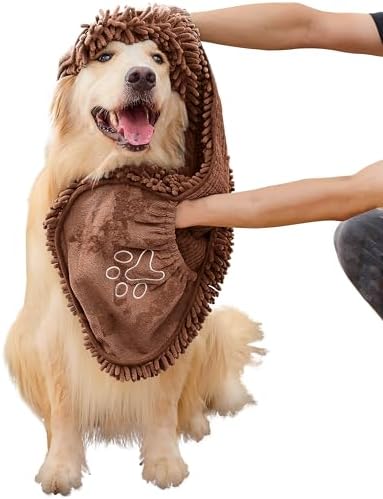 Dog Towel for Drying Dogs, Absorbent Microfiber Bath Towel, Hand Pockets by MakeyourGuestD%C3%A9corAmazing