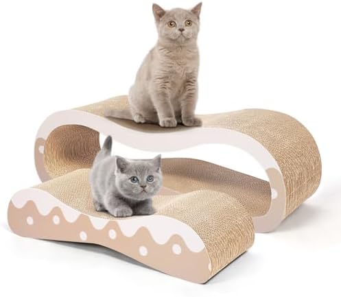 FluffyDream 2 in 1 Cat Scratcher Cardboard Lounge Bed, Cat Scratching Post by FluffyDream