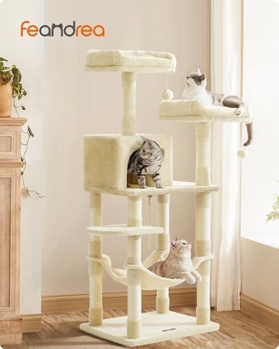 Feandrea Cat Tree, 55.8-Inch Large Cat Tower - Image 2