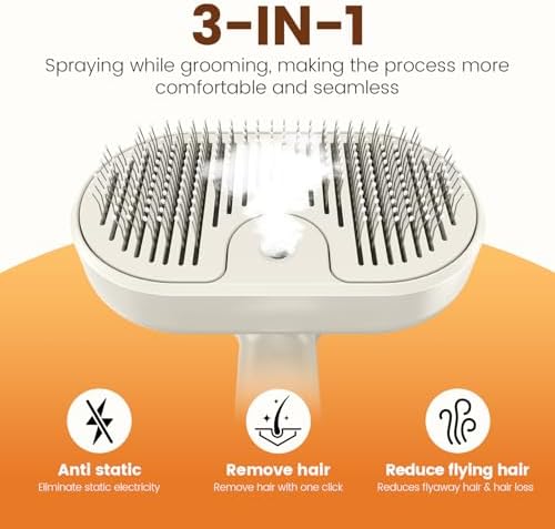 Glendan Pet Steam Brush for Dogs & Cats, 3-in-1 Self Cleaning Shedding - Image 6