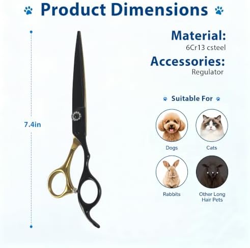 7" Dog Grooming Straight Shears, Professional Dog Scissors - Image 2