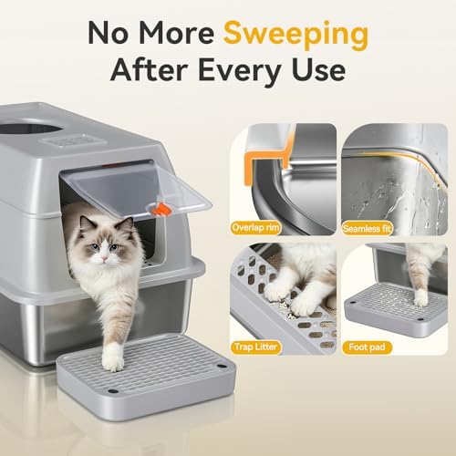 XL Enclosed Stainless Steel Litter Box - Image 2