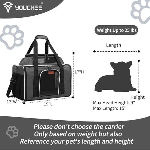 19" Large Pet Carrier for Cats & Small Dogs up to 25 lbs, Airline Approved - Image 4