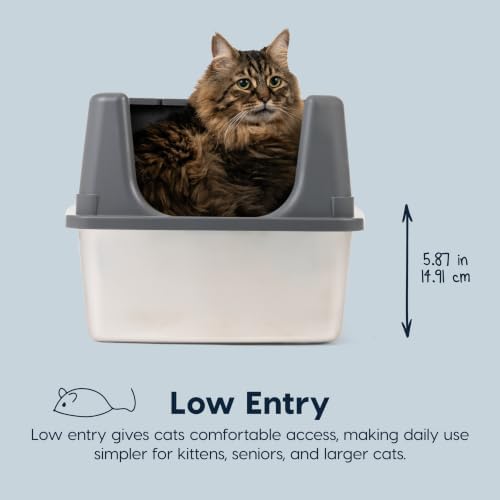 IRIS USA Stainless Steel Litter Box Enclosed High Sided - Image 4