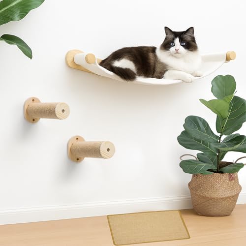 Cat Wall Hammock, Large Wall Shelves Bed and Scratcher Board by CYDDUP