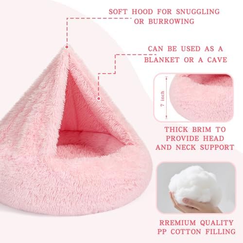 NOYAL Calming Donut Dog Bed, Hooded Cave - Image 3