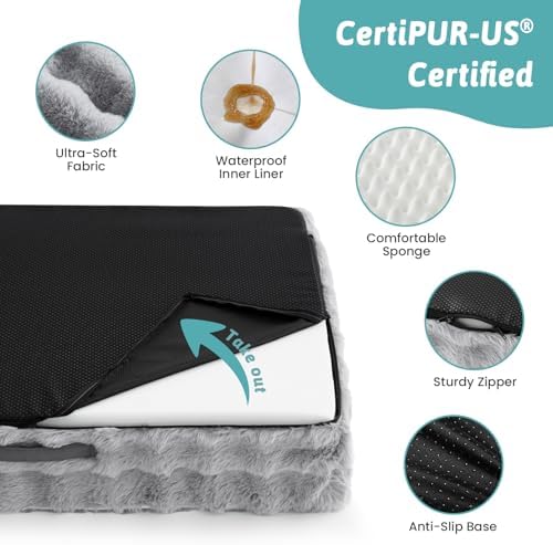 COZY KISS Faux Fur Orthopedic Extra Large Dog Bed, XXL 48x35 inch - Image 5