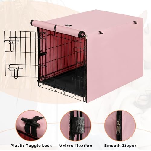 X-ZONE PET Dog Crate Cover Waterproof Kennel Cover, 48 in Pink - Image 4