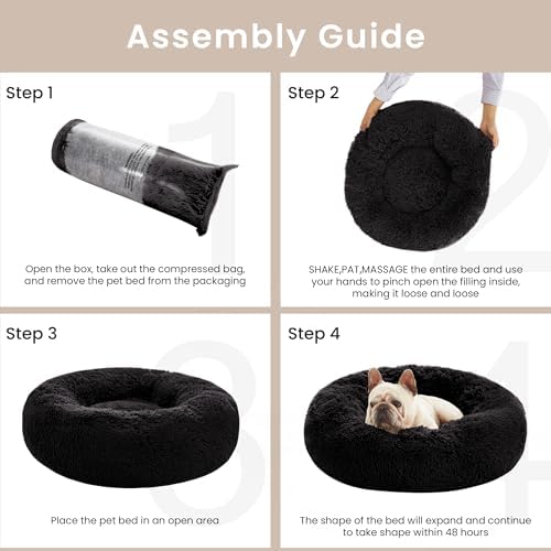 Love's cabin Calming Cat Bed for Indoor Cats, Anti-Anxiety Donut Round Dog Bed - Image 5