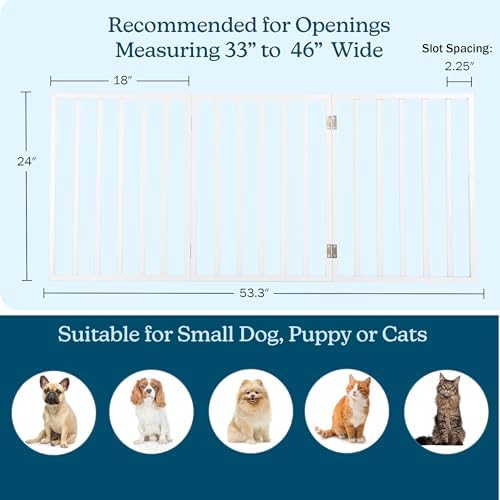 PETMAKER Pet Gate, 3 Panel Freestanding Dog Gate Indoor, 54” x 24” - Image 2