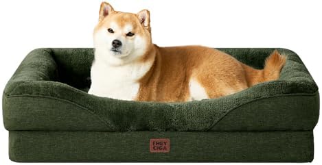 EHEYCIGA Orthopedic Dog Bed for Large Dog, Memory Foam Dog Couch, Dark Green by EHEYCIGA