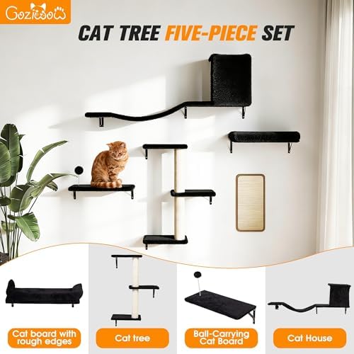 5Pcs Wall Mount Cat Tree & Shelf Furniture - Image 2